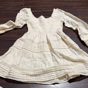 American Eagle Outfitters Cream Long Sleeve Dress